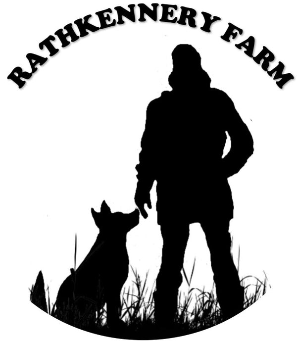 Rathkennery Farm Logo, a man and his dog.